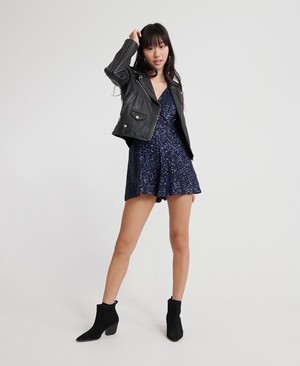 Superdry Athena Sequin Playsuit Női Ruhák Sötétkék | VCBHI6059